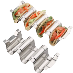 Silver Polished Stainless Steel Taco Holder with Smooth Finish Perfect for Home and Garden Taco Food Stand <b>Racks</b> - Product Image 2