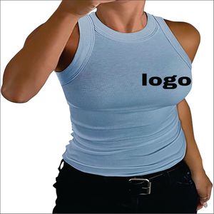 Custom Gym Ribbed Cotton tank <b>Top</b> Women's Sleeveless T-shirt High Quality Summer Plain Slim Fit tank <b>Tops</b> - Product Image 5