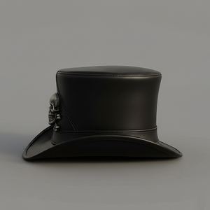 High Quality custom made Handmade Men's Skull & Bones emblem <b>Top</b> Leather Hat Design for <b>Festivals</b> Parties - Product Image 3