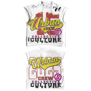 100% cotton T-shirt <b>for</b> <b>men</b> loose fit printed 240 GSM Cotton Sleeveless Pink Graphic Tee <b>Studded</b> Neck Puff Print Custom Logo Top - Product Image 3