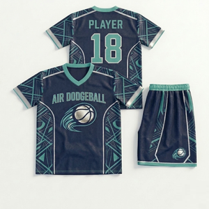 Sublimated <b>Dodgeball</b> Jersey Set V-Neck Short Sleeve Moisture Wicking Unisex Adult Athletic Uniforms - Product Image 1