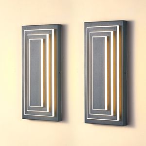 2 Pack-3-Tier 15.7 LED Outdoor Wall <b>Sconce</b> Modern Black Finish Waterproof Exterior Wall Fixture for Garage <b>Lighting</b> - Product Image 2