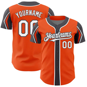 Index Apparel Custom Baseball Jersey Orange Black Sublimated Unisex Adult Short Sleeve Moisture Wicking Team <b>Name</b> Number - Product Image 2
