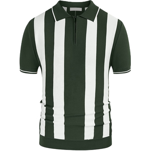 เสื้อโปโลผู้ชายแขนสั้นลายทาง ทรงปกติ สวมใส่สบาย ดีไซน์ลายขาวดำ - Product Image 5