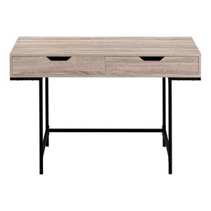 Contemporary Modern 48\"L Home <b>Office</b> Laptop Computer Desk with Storage <b>Drawers</b> Brown Laminate and Black Metal - Product Image 6