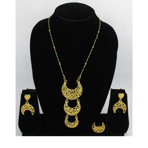 Collar con pendientes conjunto de joyas chapado en oro de latón puro de alta calidad UAE Dubai collar diseño collar conjunto de joyas - Product Image 1