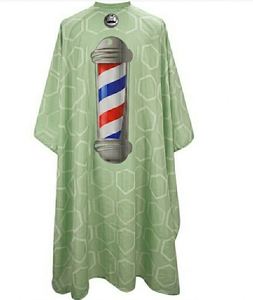 Bata de Barbero Impermeable de Poliéster Estilo Barberpole Verde Claro con Detección de Agujas y Fusión sin Costuras Unisex - Product Image 1