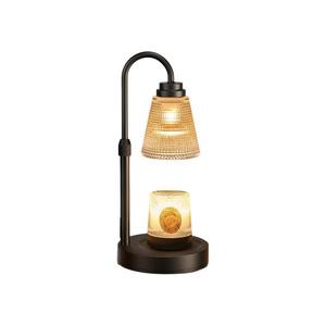 Premium Electric Candle Warmer Table Lamp with Adjustable <b>Dimmer</b> Switch Metal Frame and Decorative Glass Shade for Home - Product Image 5