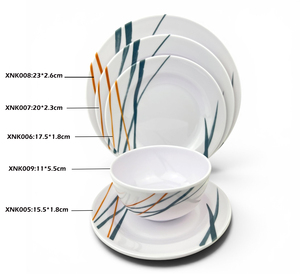 Plato Plano de Melamina, Diseño Minimalista, Rayas Azules y Naranjas Pigmentadas, Platos Modernos, Aptos para Microondas y Lavavajillas - Product Image 4