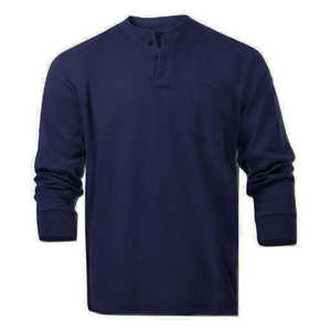 เสื้อยืดสีน้ำเงินเข้มขนาดใหญ่สไตล์ Henley เสื้อผ้านิรภัยกันไฟ - Product Image 1