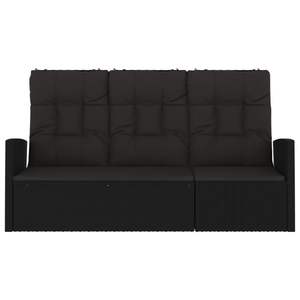 Banc de jardin 3 places avec accoudoirs réglables en polyrotin noir, design élégant - Product Image 3