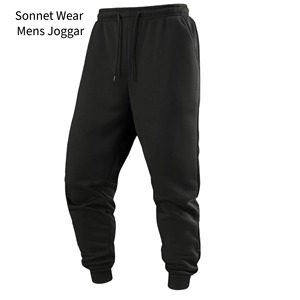 Pantalon de survêtement décontracté pour homme à séchage rapide, motif croisé, 100 % coton, teint en pièce, taille élastique, poches - Product Image 3