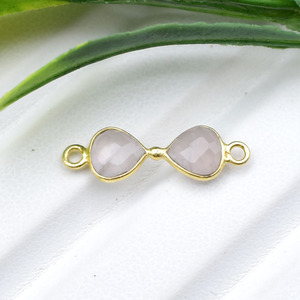 จี้รูปหัวใจโรสควอตซ์ |   ตัวเชื่อมอัญมณีสีชมพูสุดหรู - Product Image 2