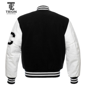 Veste universitaire personnalisée avec broderie de la lettre A blanche, style preppy, vêtement d'automne, mélange de laine et de polyester, coupe classique - Product Image 6