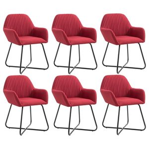 Ensemble de 6 chaises de salle à manger de taille moyenne en acier thermolaqué avec tissu rouge vin, ensemble de chaises élégantes et durables - Product Image 1