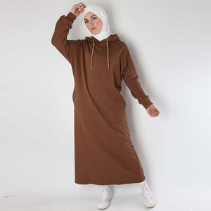 Sudadera con capucha larga de punto para mujer, con cremallera, diseño modesto, con logo personalizado, cortavientos y transpirable - Product Image 6