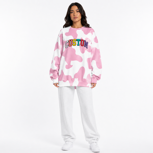 Oferta Especial: Sudaderas con Estampado de Vaca Rosa, Personalizadas, Cuello Redondo, Bordado Multicolor, Talla Grande, Fabricante Mayorista, Sudaderas con Capucha al por Mayor - Product Image 5