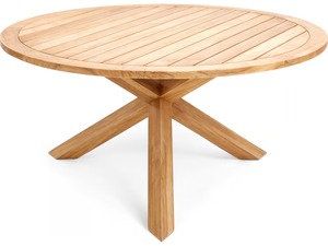Modern <b>Round</b> Teak Wood Dining <b>Table</b> with X Base – Durable <b>Outdoor</b> Garden Furniture for Restaurant, Cafe & Hotel Wholesale - Product Image 5