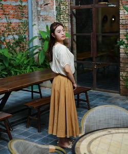 Falda acampanada informal de mujer de talla XS tejida de rayón de alta calidad elegante larga con bolsillo transpirable y estilo natural - Product Image 5