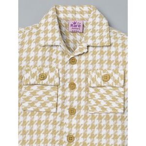 Chemise en coton décontractée pour garçons à carreaux beiges et blancs - Product Image 3