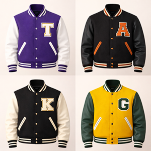 Custom Fashion Men <b>Varsity</b> <b>Jacket</b> Stand Collar Loose Casual Polyester OEM Service - Product Image 5
