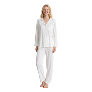 Women's Custom 1-Piece <b>Viscose</b> Knitted Sleepwear Lounge Wear Set Long Sleeve V-neck Elastic Waist Breathable Summer Spring Soft - Product Image 4
