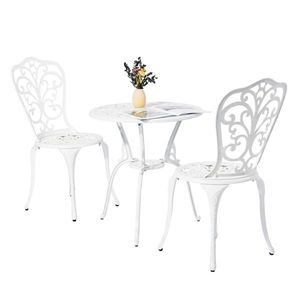 Set Bistrot in Alluminio Pressofuso per Esterni, 3 Pezzi, Resistente alle Intemperie, con Tavolo e Sedie per Giardino e Patio - Product Image 1