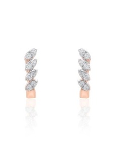 Pendientes elegantes de oro rosa con diamantes naturales para mujer, tamaño regular, joyería refinada y ligera, accesorio de moda de exportación de primera calidad - Product Image 3
