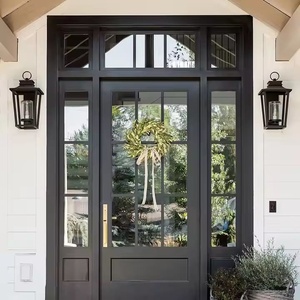 Royal Luxury Rust-resistant Wrought Iron Main Door with Geometric Glass Panels Minimalist <b>Swing</b> Entryway Easy Assembly - Product Image 4