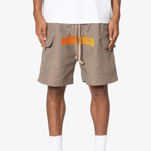 Shorts cargo multi-poches pour homme, style streetwear, taille élastiquée, lavés, personnalisables par le fabricant, pour l'été - Product Image 4