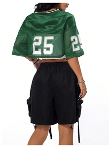 Girls Short Sleeve T-Shirt Cute Football Jersey Top 100% Polyester Breathable Mesh Quick Dry Rate Custom - Product Image 2