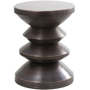 Linea Exports Inc lack Finished Metal <b>Table</b> Stool for Living Room Decoration <b>Round</b> Shape Luxury Texture Design Metal Side - Product Image 1