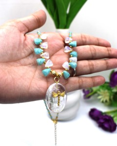 Collar con Colgante de Libélula de Cristal Chapado en Oro de 18K con Amazonita y Piedra Lunar, Estilo Bohemio, para Regalo de Compromiso y Aniversario - Product Image 3