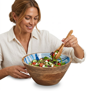 Wholesale Handcrafted Morden Luxury Wooden Bowls-Eco-Friendly Dishwasher & <b>Oven</b> Safe Durable for Salad & Fruit Serving - Product Image 1