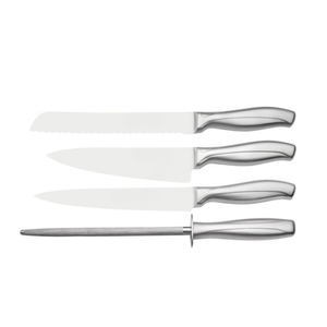 Juego de Cuchillos de Cocina Premium de 7 Piezas con Bloque de Almacenamiento Negro, Hojas de Acero Inoxidable, Mangos Ergonómicos Plateados y Afilador - Product Image 6