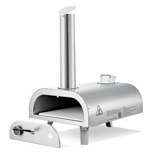Portatile 12 \ "forno per Pizza in Pellet per campeggio all'aperto in acciaio inox cottura a legna termometro per cucina da cortile Set di pentole - Product Image 1
