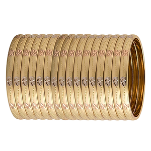 Bracelet jonc ORO-Z de luxe plaqué or tricolore, texturé, à découpe géométrique, bijoux - Product Image 1