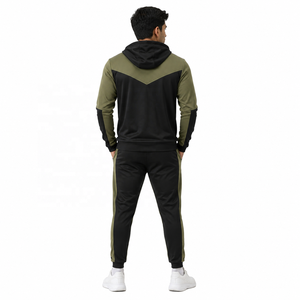 Men's Color Blocking Hooded Sweatshirt Set Polyester Cotton Hoodies <b>French</b> Terry Casual Zipper Tracksuit Front Logo Wholesale - Product Image 3