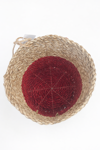 LOLLY RED Handwoven Seagrass Storage <b>Basket</b> Two Tone Natural and Red <b>Woven</b> <b>Basket</b> Decorative Organizer for Home Decor Laundry - Product Image 3