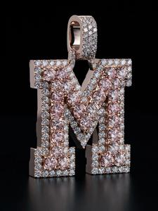 Collar de Moissanita con Letra M Iced Out de Venta Caliente para Hombre, Corte Brillante VVS, Claridad IGI Certificada, Plata 925 - Product Image 2