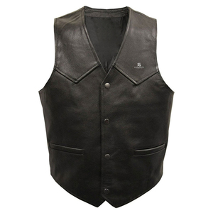 Men's <b>Leather</b> Motorcycle <b>Vest</b> Wholesale Adults OEM ODM Custom <b>Biker</b> Sleeveless Jacket Premium Casual Vintage Outerwear 2026 - Product Image 1