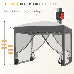 10FT X 10FT Foldable Gazebo <b>Tent</b> Pop up <b>Canopy</b> with Height Adjustable Netting and Wheeled Carry Bag 4 for Parties - Product Image 5