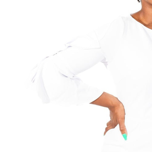 <b>White</b> Bell Sleeve <b>Dress</b> <b>for</b> <b>Women</b> Elegant Flared Cuff <b>Long</b> Sleeve Casual Party Outfit Stylish Feminine Fashion Custom Design - Product Image 2