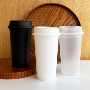 แก้วน้ำแบบใช้ซ้ำได้ 500 มล. ปลอดสาร BPA เป็นมิตรกับสิ่งแวดล้อม แก้วกาแฟพลาสติก แก้วน้ำและแก้วมัคสำหรับร้านกาแฟ บ้าน และพกพา - Product Image 6