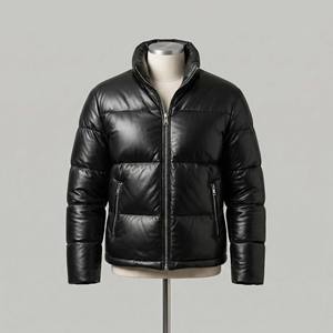 Chaqueta de Plumón de Lana de Color Personalizado de Lujo para Hombre, Chaqueta Impermeable con Cierre y Cuello Alto para Otoño - Product Image 1