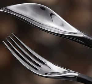 Ensemble de couverts en acier inoxydable noir PVD à double tonalité, finition miroir, pour cuisines, hôtels, cafés et salles à manger élégantes - Product Image 2