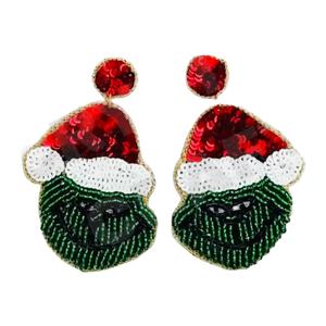 ต่างหูห้อยซานต้าสินค้ามาใหม่ลูกปัดแฮนด์เมดข้ามพรมแดนสีทองเก๋ไก๋เก๋ไก๋สำหรับปาร์ตี้สไตล์คริสเตียน - Product Image 1