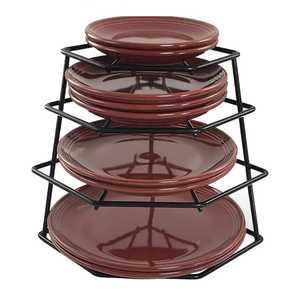 Chrome Plated Vertical Dish Rack <b>Kitchen</b> Cabinet Plate Organizer Stand Heavy Duty Metal Plate Holder for Cupboard <b>Storage</b> - Product Image 4