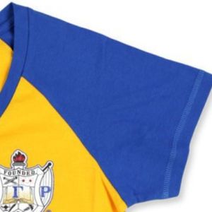 Camiseta con cuello en V SGR, color amarillo, Sigma Gamma Rho Sorority, camiseta de manga corta, ropa personalizada con letras griegas, ropa informal de moda urbana - Product Image 4