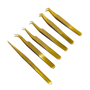 Pince à épiler de précision en acier inoxydable de haute qualité, durable, antistatique, avec poignée diamantée argentée, pour extensions de cils volume russe - Product Image 5